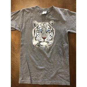 Vintage 90s White-Tiger Vanishing Shirt Small Gray Made In USA /Alore  P8